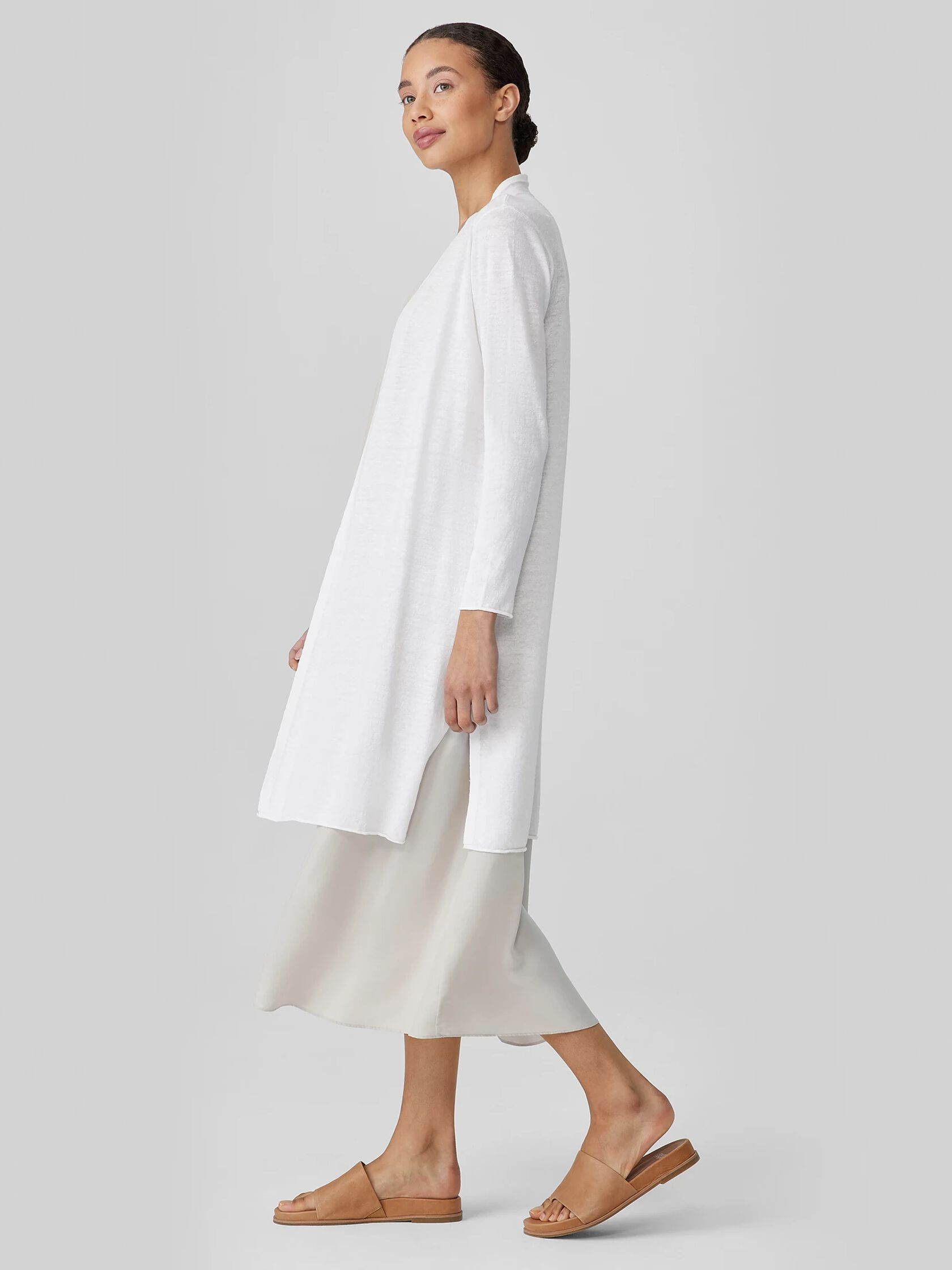 Organic Linen Cotton Long Cardigan | Eileen Fisher