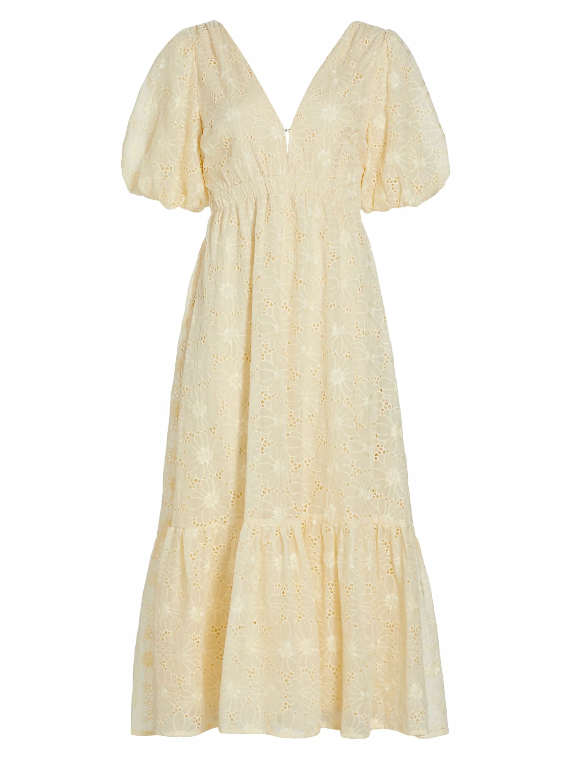 Jaxine Floral-Embroidered Midi-Dress | Saks Fifth Avenue