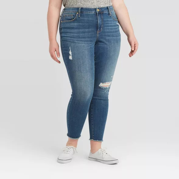 Women's Plus Size Mid-Rise Skinny Jeans - Ava & Viv™ | Target