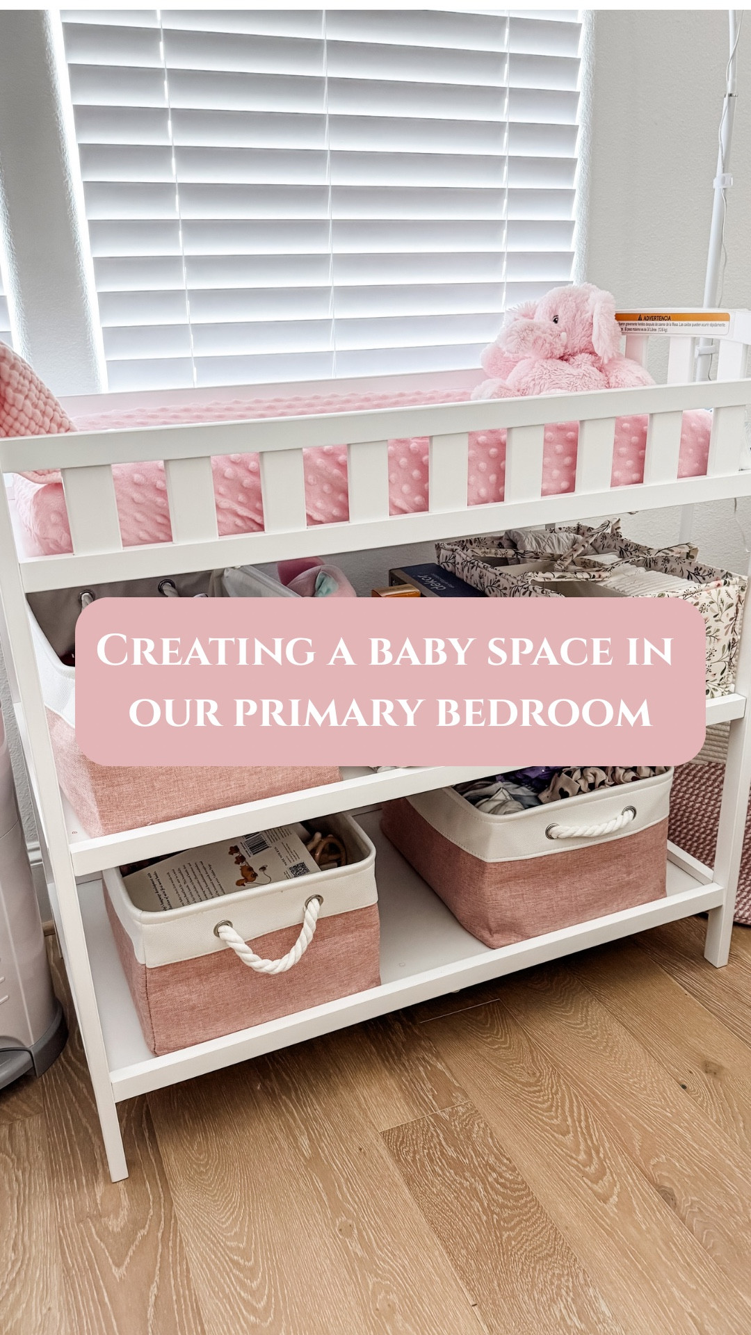 How I organized our baby girl’s space in our primary bedroom. Sharing a full nursery corner setup with a dual-purpose diaper changing table and dresser, bedside bassinet, cozy recliner chair for night feeds, laundry basket, and diaper pail. This functional newborn setup is perfect for small spaces, room sharing, and easy nighttime routines. Think practical baby organization, minimalist nursery ideas, and must-have newborn essentials all in one calm, elevated setup. 

#LTKBaby #LTKKids #LTKHome