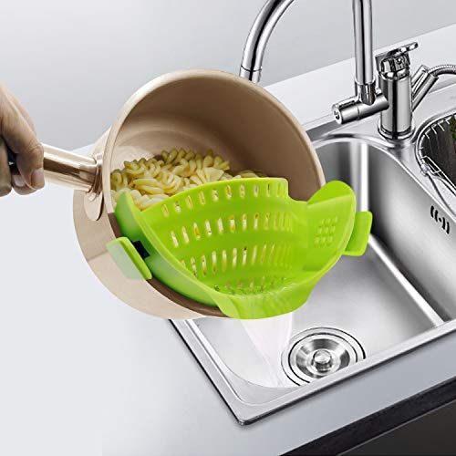 Clip on Strainer for pots pans, Snap on Strainer Made by FDA Approved, Heat Resistant Silicone, E... | Amazon (US)