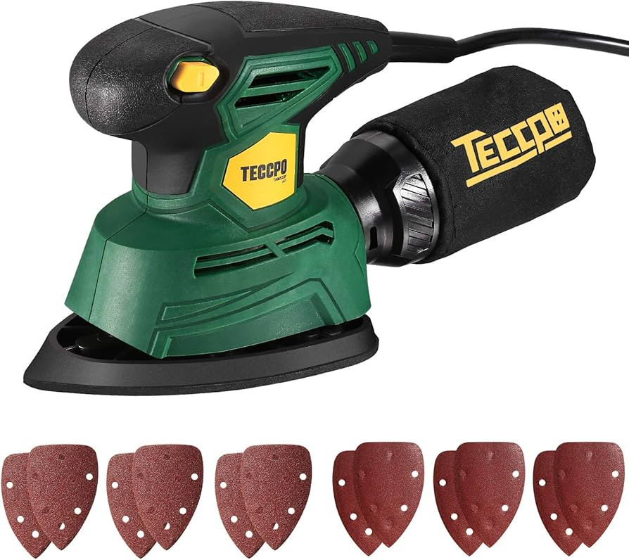 TECCPO Detail Sander, 14,000 OPM Compact Electric Sander with 12Pcs Sandpapers, Efficient Dust Co... | Amazon (US)