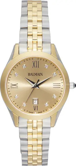 Classic R Diamond Two-Tone Bracelet Watch, 30mm | Nordstrom