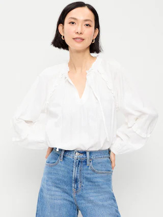 Long-Sleeve Ruffled Popover Top | Old Navy (CA)