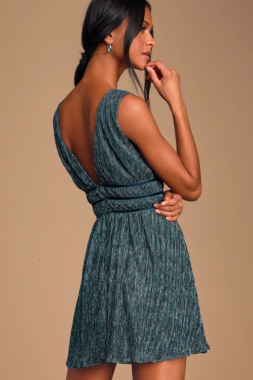 Smokeshow Teal Metallic Mini Dress | Lulus (US)