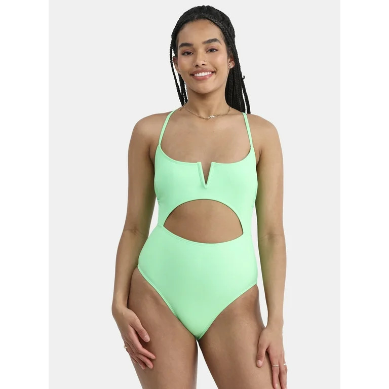 No Boundaries Women's and Women's Plus Cutout One Piece Swimsuit, Sizes XXS-XXL | Walmart (US)