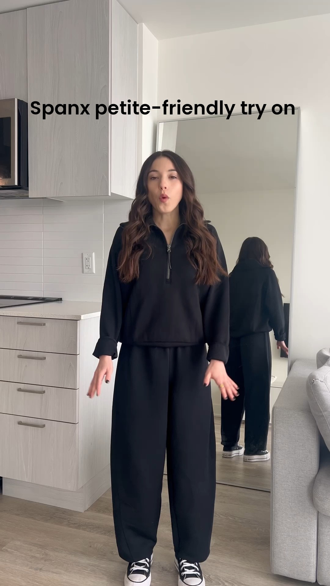 I’m obsessed with this @Spanx Air Essentials loungewear set and the Spanx Shape Booty Boost ⅞ leggings. Make sure you use code “LAURENDOMXSPANX” to save 15% off + free shipping (excluding sale) 

Sizing: 
Air Essentials Half Zip - XS 
Air Essentials Barrel Pants - XS (PETITE) 
Spanx Shape Booty Boost Leggings - XS 

#spanxpartner

#LTKpetite #LTKcanada