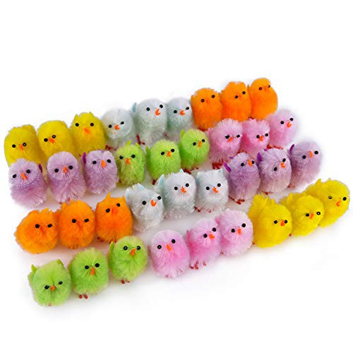 TUPARKA 36Pcs Mini Easter Chicks Vibrant Colors Easter Chenille Chicks Cute Fully for Party, Egg Bonnet Decoration, Easter Egg Hunt | Amazon (US)