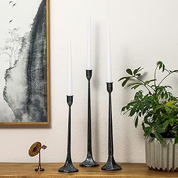 Iron Taper Candle Holder Set of 3 - Decorative Tall Candle Stand, Candlestick Holder for Wedding,... | Amazon (US)