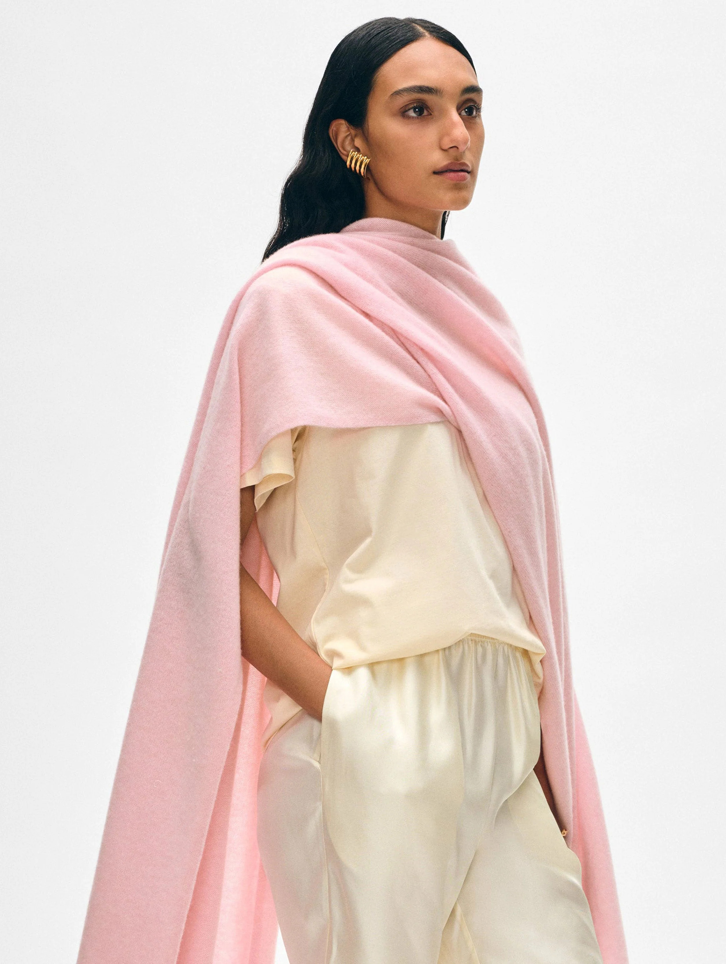 White + Warren Cashmere Travel Wrap in Primrose size 81" x 36 | White and Warren