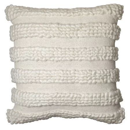 Better Homes & Gardens, Tufted Loop Stripe Decorative Throw Pillow, 20”x20”, White | Walmart (US)