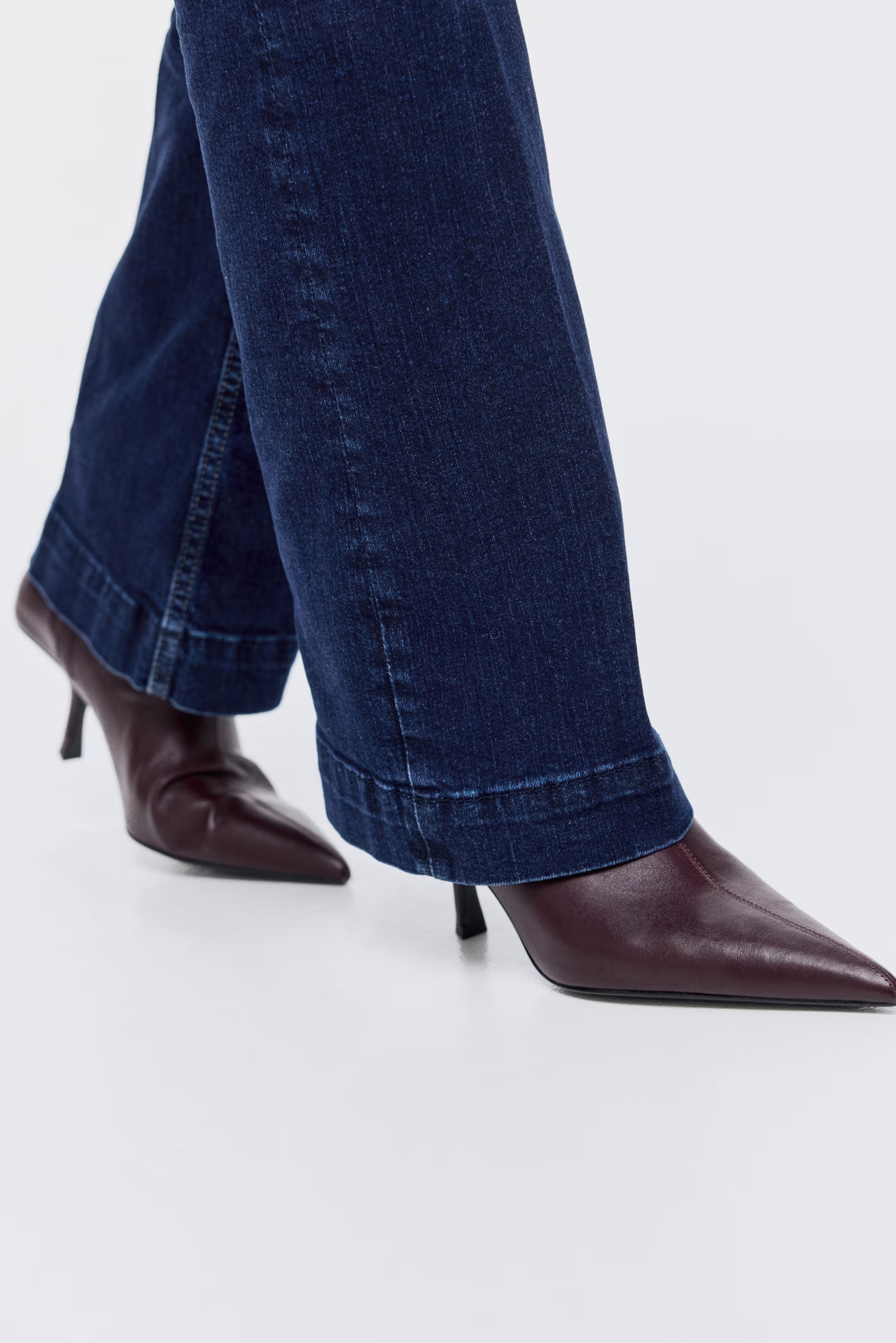 Leather sock boots - Burgundy - Ladies | H&M GB | H&M (UK, MY, IN, SG, PH, TW, HK)