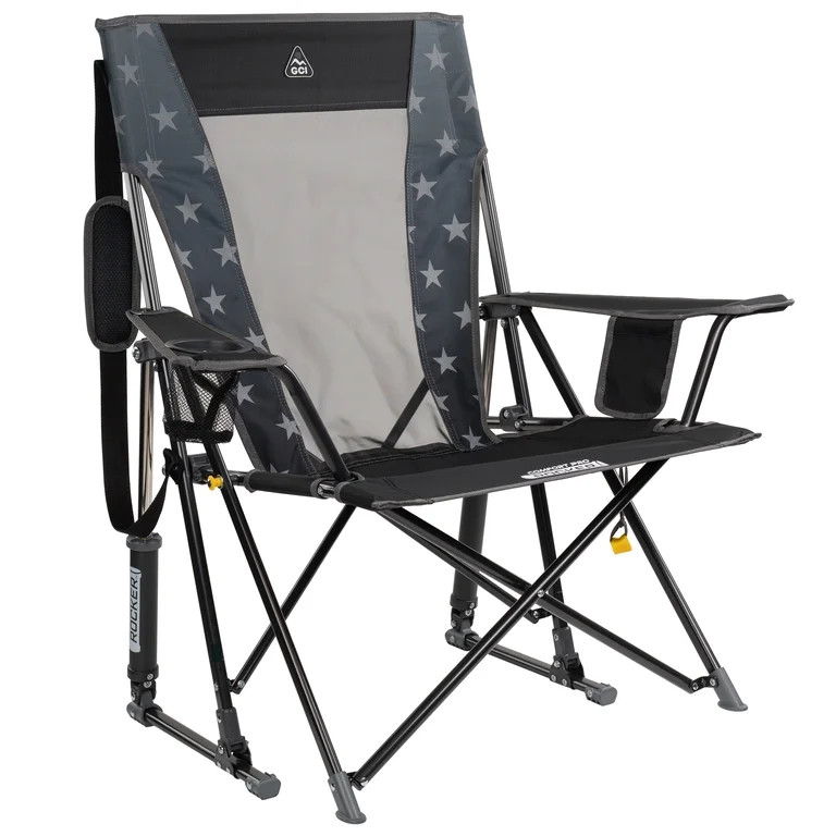 GCI Outdoor Comfort Pro Rocker Foldable Rocking Camp Chair with Mesh Backrest, Americana Greyscal... | Walmart (US)