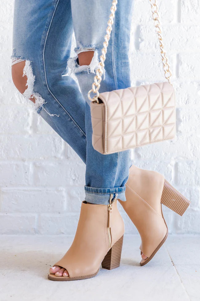 Skye Tan Open Toe Booties | Pink Lily