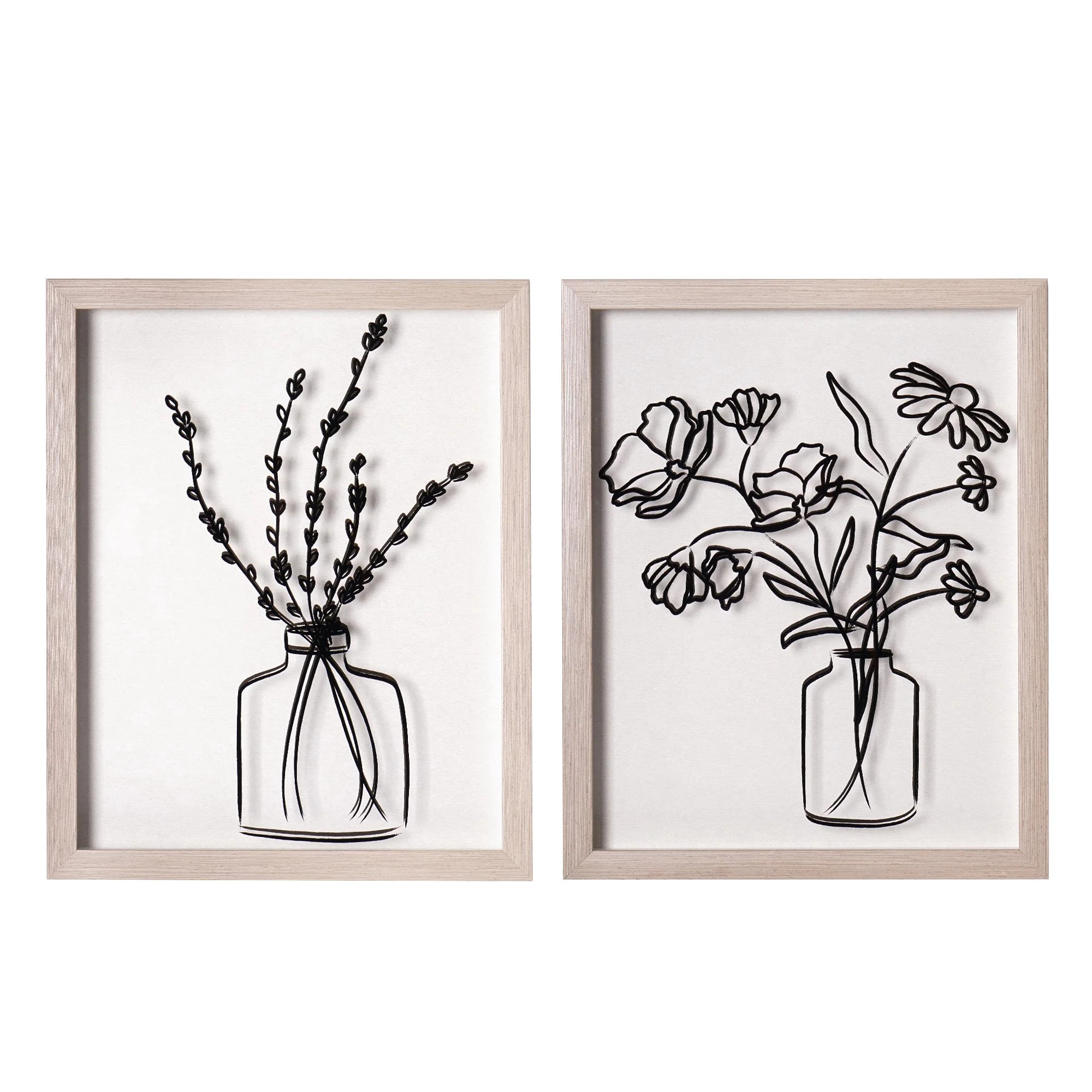 Crystal Art Gallery Florals in Vase Black Print on Clear Framed Wall Decor 11" x 14" Set of 2 | Walmart (US)