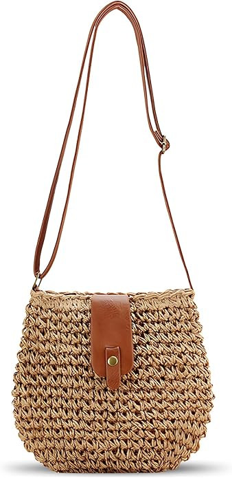 Small Straw Crossbody Bag for Women Boho Handmade Woven Summer Beach Bag Handbags Shoulder Purse ... | Amazon (US)