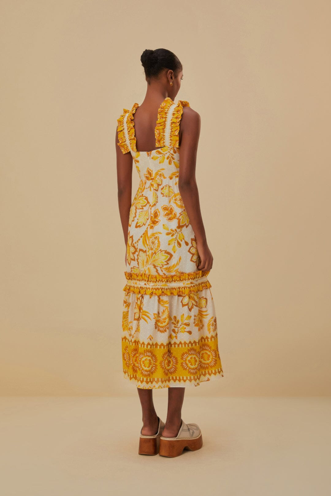 Off-White Aura Floral Midi Dress | FarmRio (US)