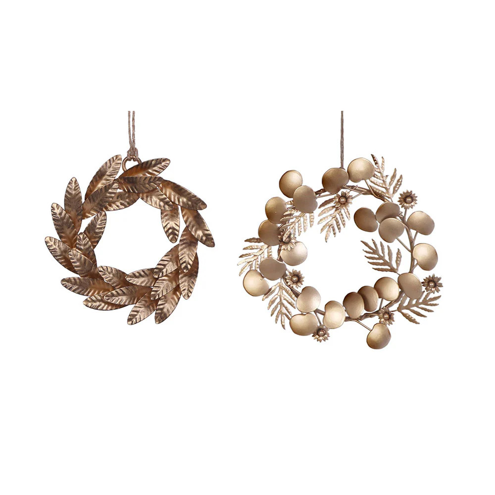 Brass Wreath Ornament Set – 8-Piece Holiday Accent | CG Hunter