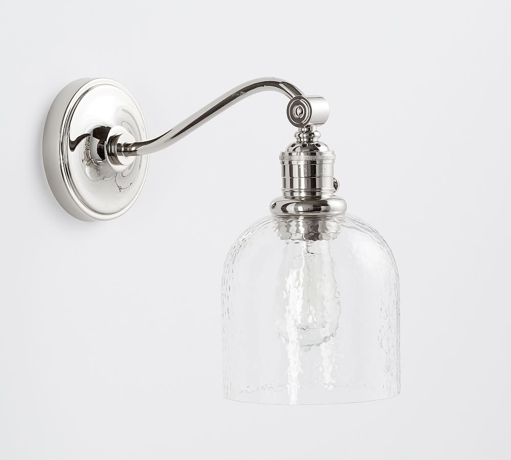 Textured Glass Curved Arm Sconce | Pottery Barn (US)
