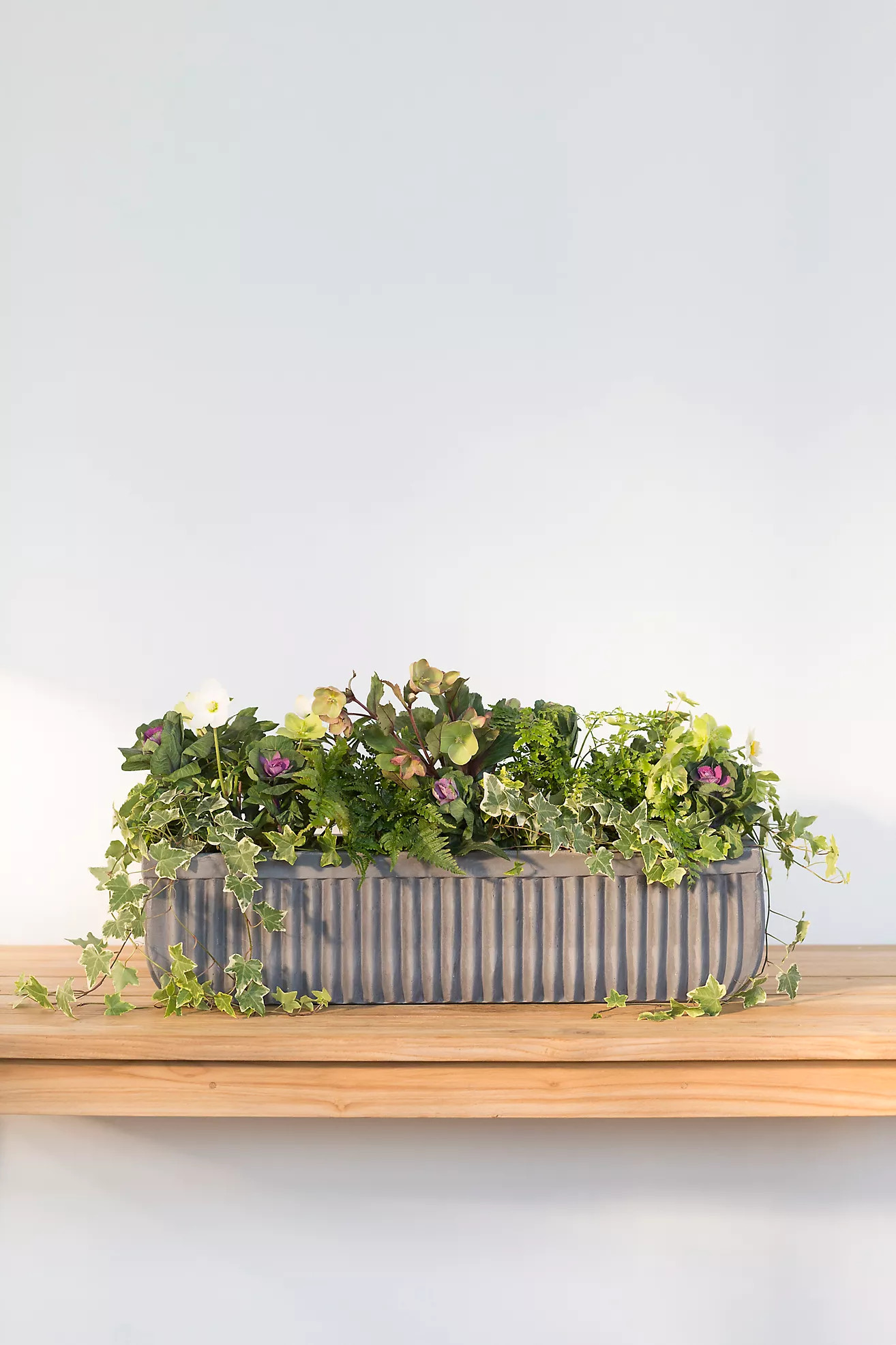 Fiber Concrete Barrel Trough | Anthropologie (US)