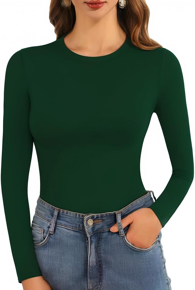 MANGOPOP Womens Short Sleeve Long Sleeve Crew Neck T Shirts Tops Tees | Amazon (US)
