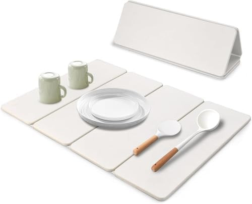 Large Stone Dish Drying Mat for Kitchen Counter, 24"×16" Dish Drying Mat, Fast Water-Absorbing, ... | Amazon (US)