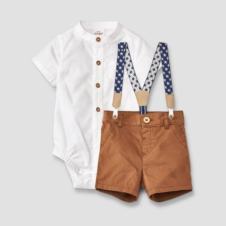 Baby Boys' Star Suspender Top & Bottom Set - Cat & Jack™ White | Target