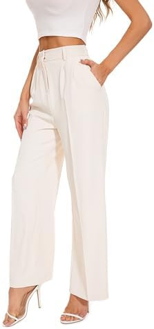 FUNYYZO Women Wide Leg Dress Pants High Elastic Waisted 2026 Slacks Business Work Trousers Long S... | Amazon (US)
