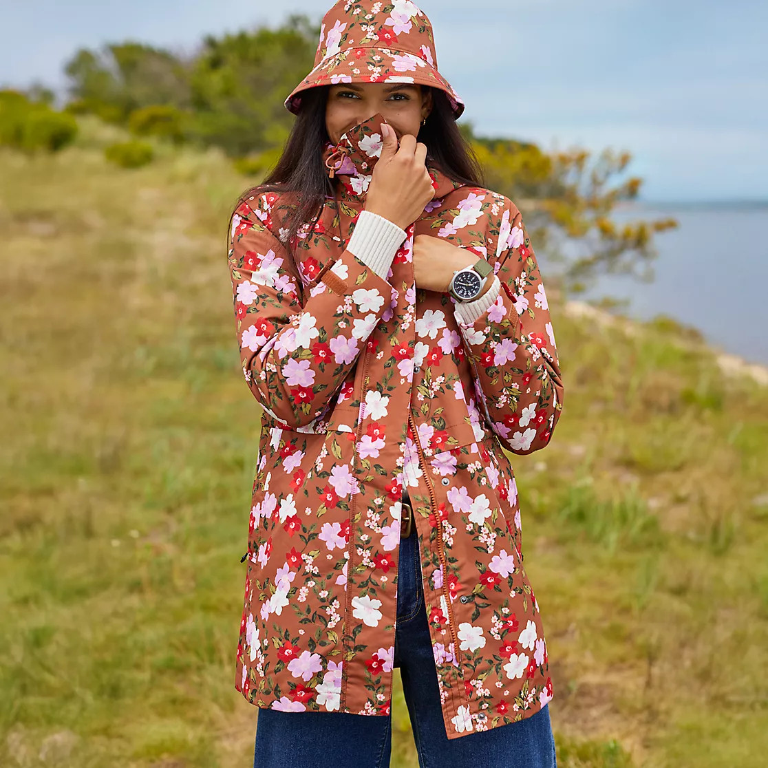 Women's Squall Hooded Waterproof Print Raincoat | Lands' End (US)