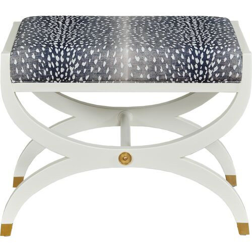 Noel Bench/Ottoman, White Dove/Navy Fawn | One Kings Lane