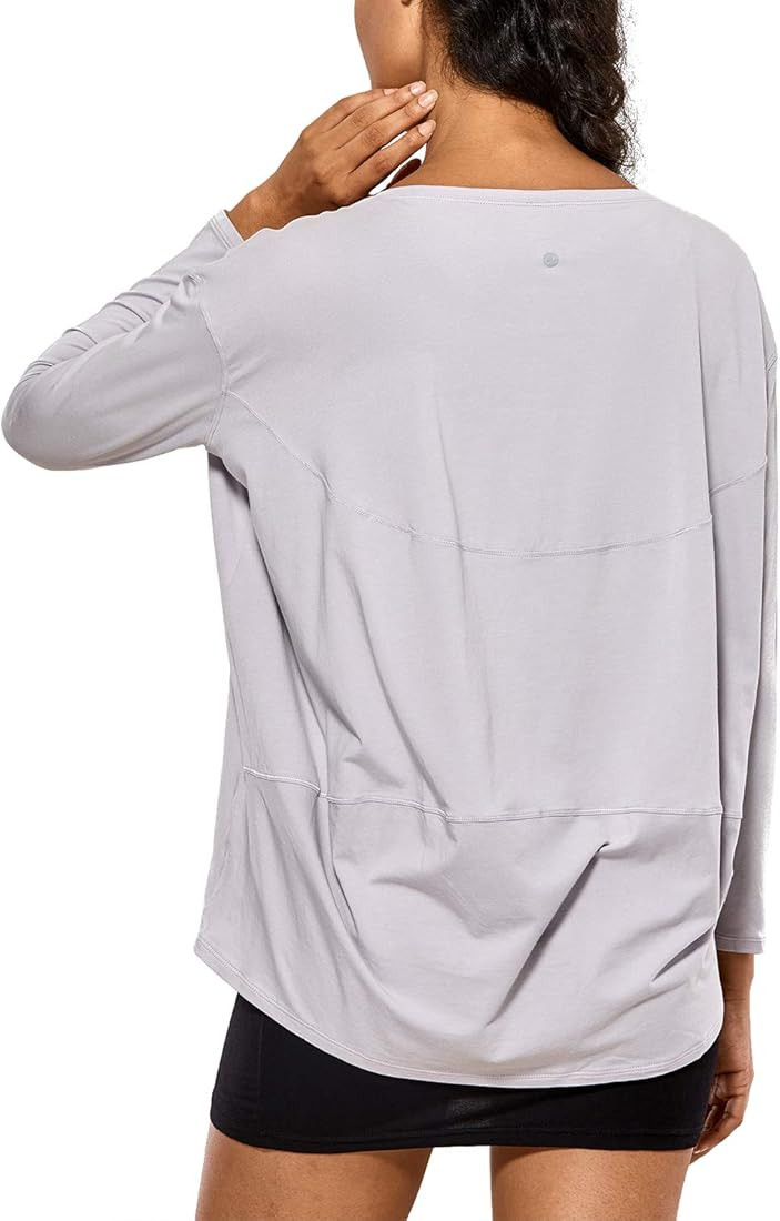 CRZ YOGA Long Sleeve Workout Shirts for Women Loose Fit-Pima Cotton Yoga Shirts Casual Fall Tops ... | Amazon (US)