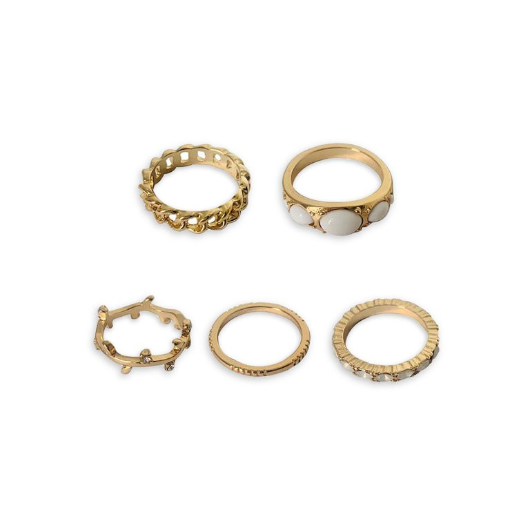 Time And Tru Women's White Stone 5 Pc Ring Set | Walmart (US)