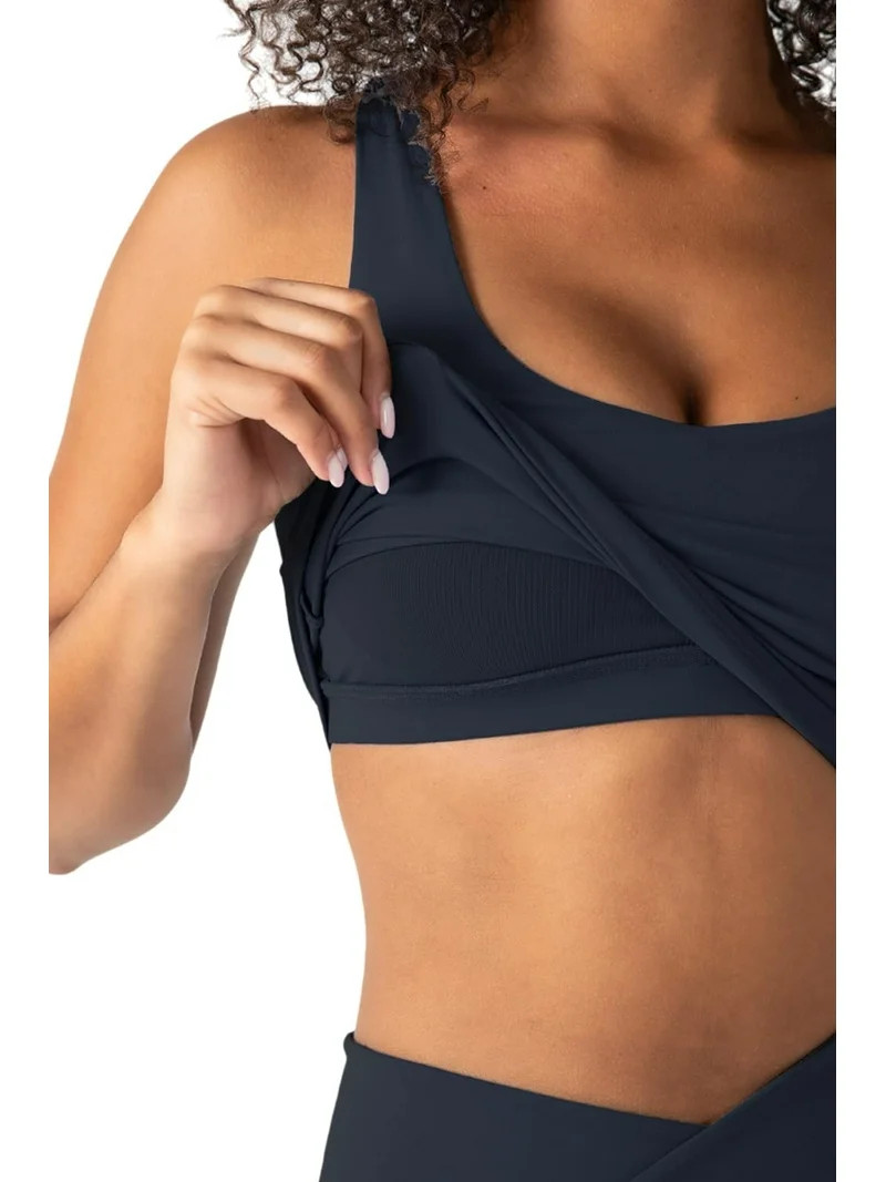 YITTY Active Women's UltraLuxe Built-in Bra Tank Top, Athleisure, 4-Way-Stretch, Deep Navy, L | Walmart (US)