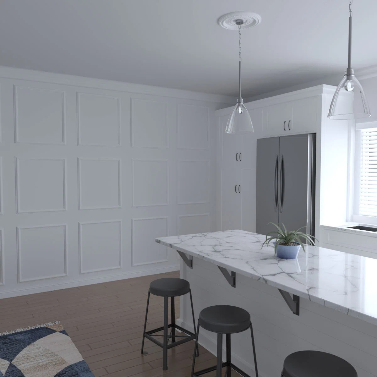 94 1/2"L (Adjustable 108"H to 132"H) Ashford Square Single Panel Design Full Wall Wainscot Paneli... | Wayfair North America