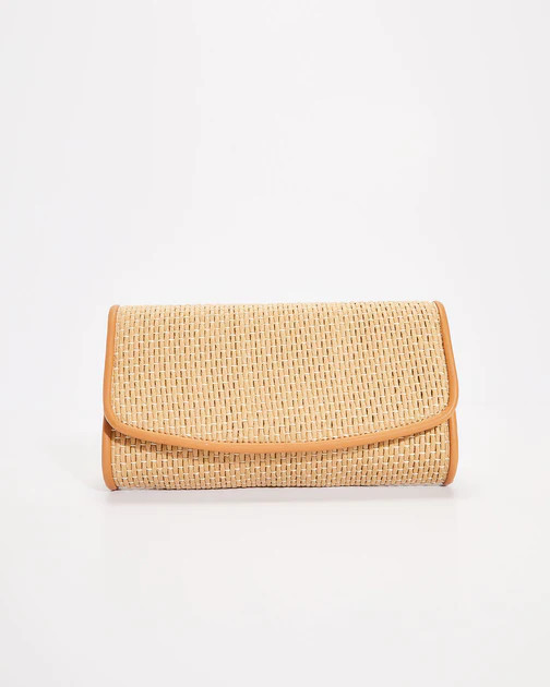 Mali Woven Crossbody Clutch Bag - Tan | VICI