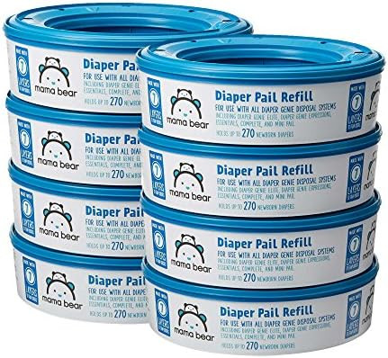 Amazon Brand - Mama Bear Diaper Pail Refills for Diaper Genie Pails, 2160 Count (Pack of 8) | Amazon (US)