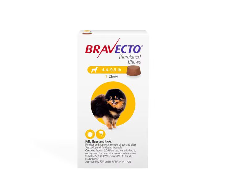 Bravecto Chew for Dogs, 4.4-9.9 lbs, (Yellow Box) | Chewy.com