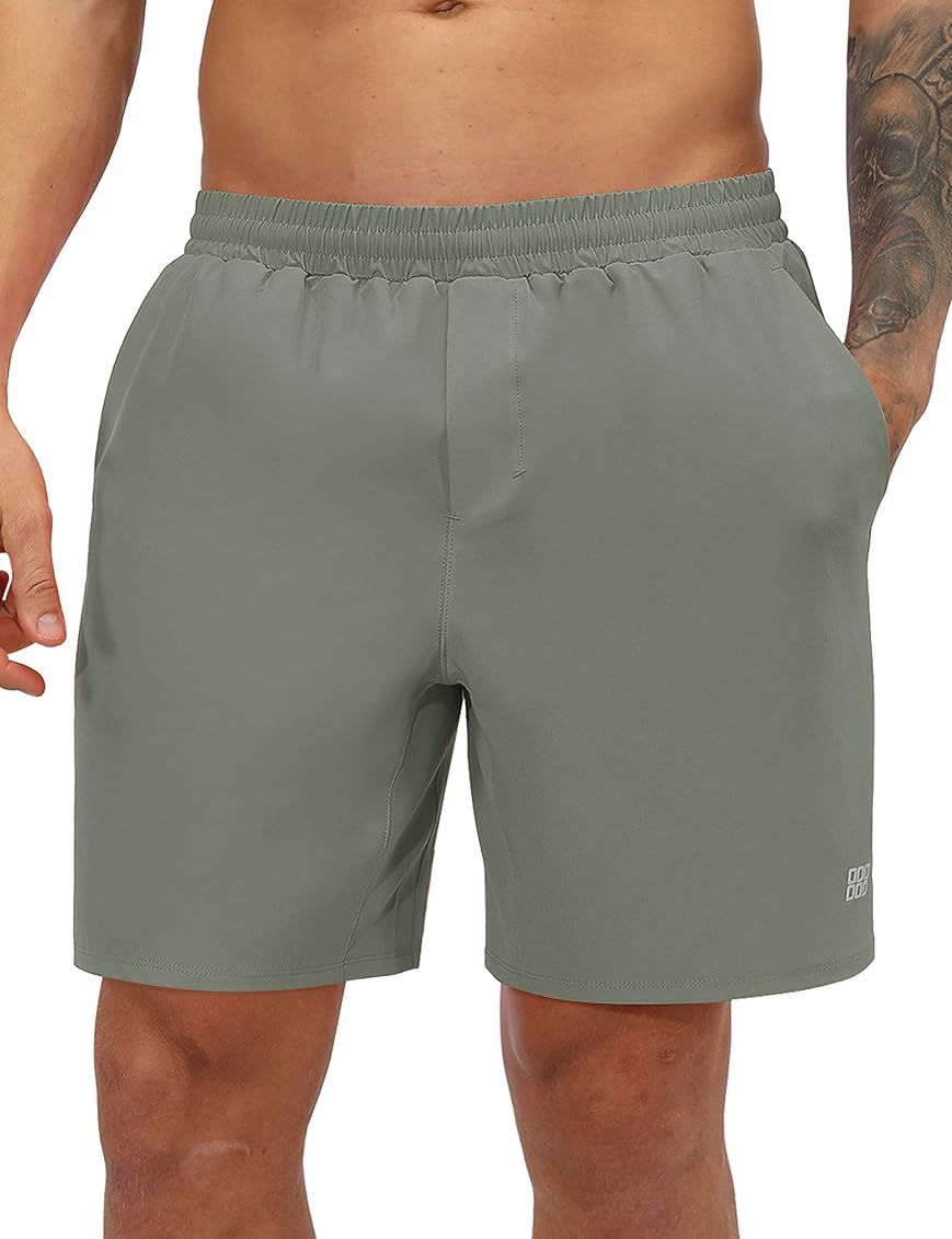 ODODOS Men's 7" Quick Dry Active Shorts with Zipper Pocket for Workout Fitness Exercise Athletic Run | Amazon (US)