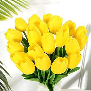 SHINE-CO LIGHTING PU Real Touch Tulips Artificial Flowers 10 Pcs Flowers Arrangement Bouquet for ... | Amazon (US)