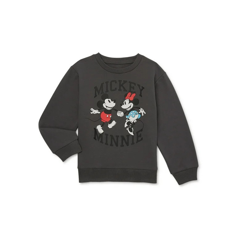 Disney Mickey and Minnie Mouse Girls Graphic Crewneck Fleece Sweatshirt, Size 4-16 | Walmart (US)