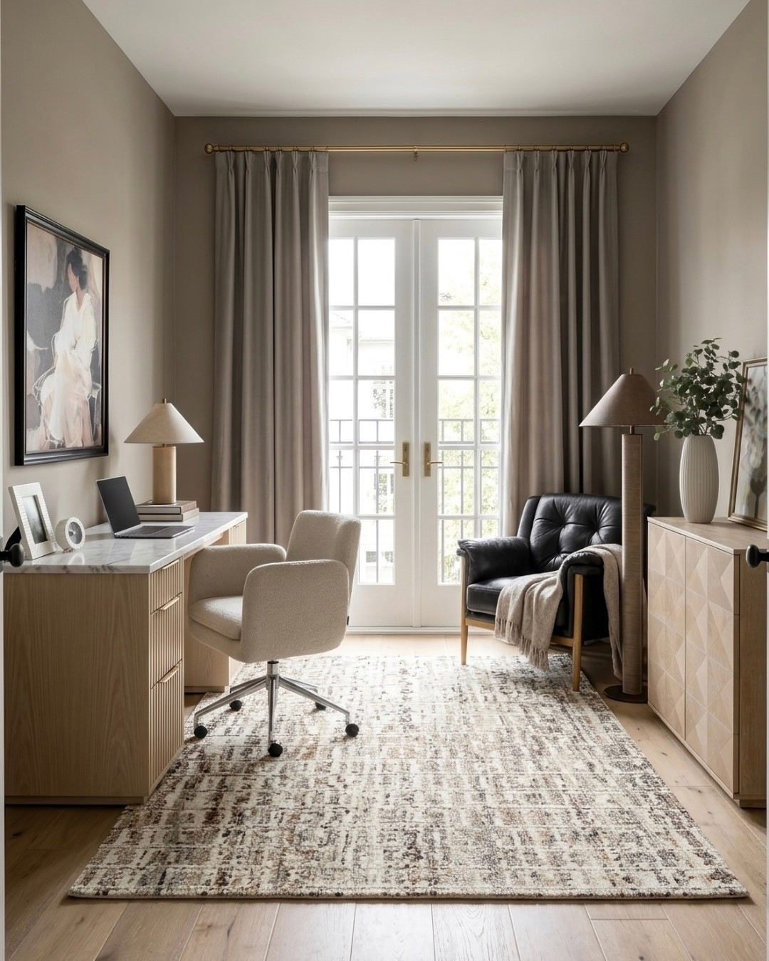 Artsy Tan Transitional Home Office Design

I centered this design around the wall art, choosing furniture and decor pieces that pull from the color palette in the picture. I love the textures and materials in this room, and I hope you enjoy it!

*Note: This is a digital mockup of my room design mood board.

#LTKHome