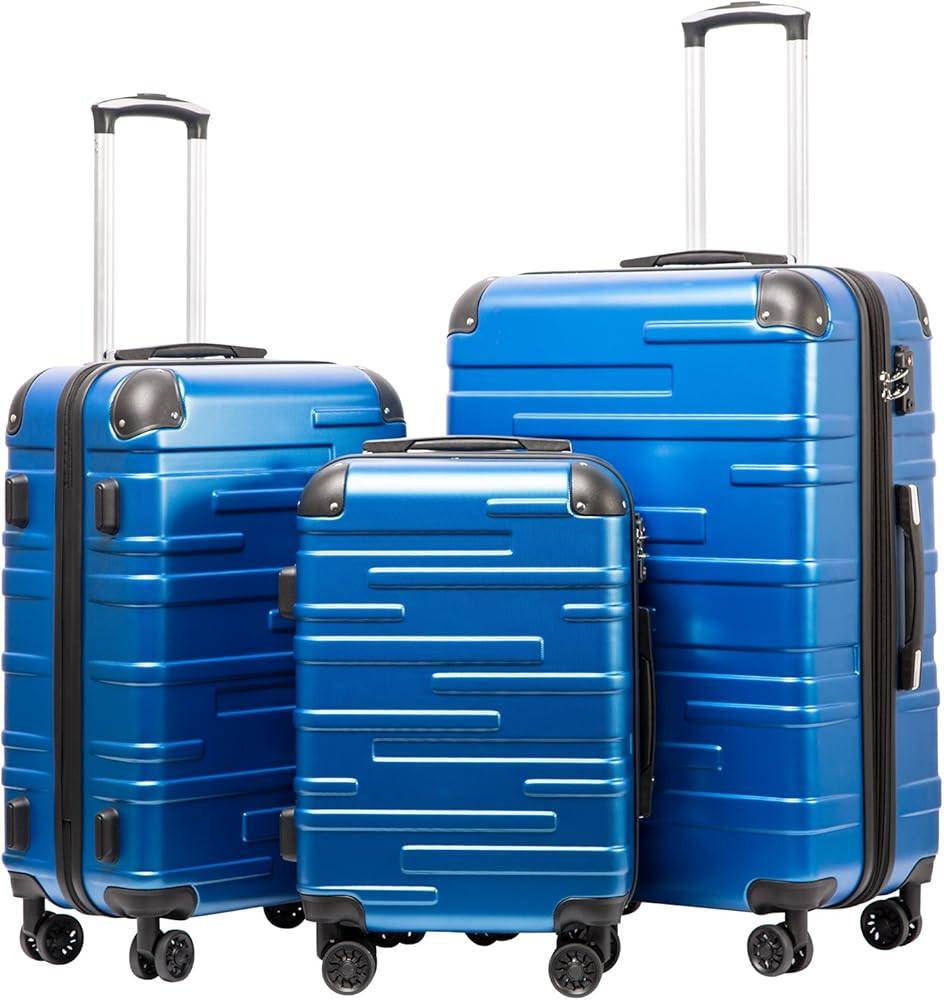Coolife Luggage Expandable(only 28") Suitcase 3 Piece Set with TSA Lock Spinner 20in24in28in (blu... | Amazon (US)