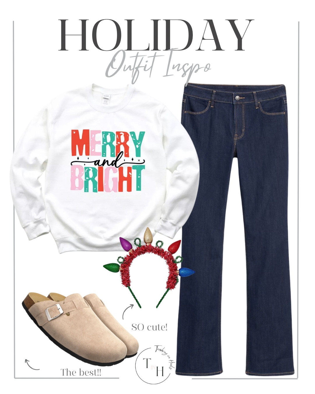 Merry and bright  merry and bright holiday sweatshirt  holiday sweatshirt  holiday headband  christmas lights headband  mid rise jeans  bootcut jeans  clogs   casual holiday OOTD  holiday ootd  holiday theme outfit  teacher style  teacher work style workwear  business casual  business office outfit  teacher ootd  teacherfit   ootd  shirt trendteacher  teacher outfits  teacher


#LTKHoliday #LTKGiftGuide #LTKSeasonal
