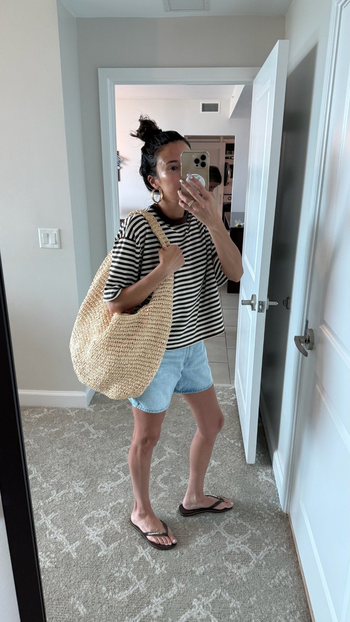 The perfect spring outfit! 

Beach bag from @Target 
Striped tee & Jean shorts from @amazon 

#LTKootd #LTKOver40 #LTKspring