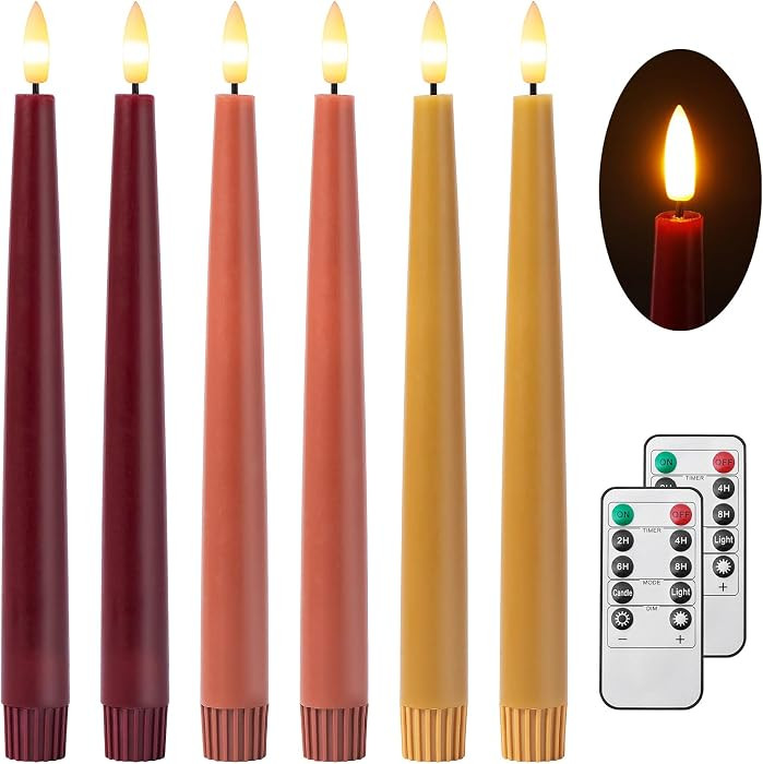 Stmarry Fall Flameless Taper Candles with Remote and Timer, 9.65 Inch Real Wax LED Candlesticks, ... | Amazon (US)