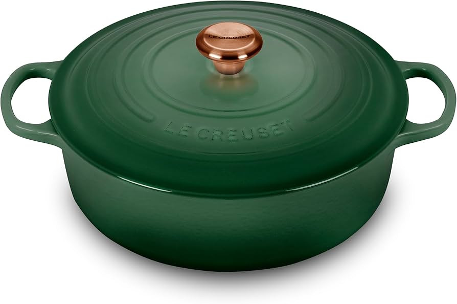Le Creuset Signature 6.75-quart Round Wide Oven with Copper Knob - Enameled Cast Iron (Artichaut) | Amazon (US)
