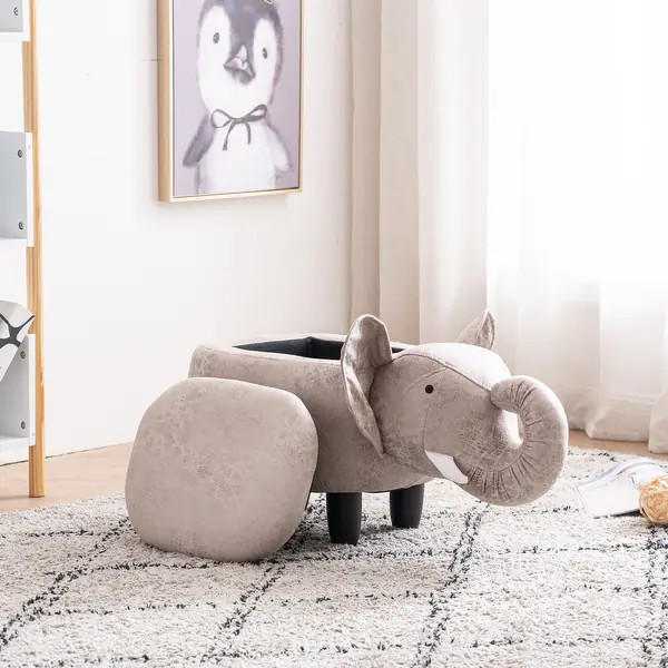 Animal Elephant Storage Upholstered Kids Ottoman | Bed Bath & Beyond