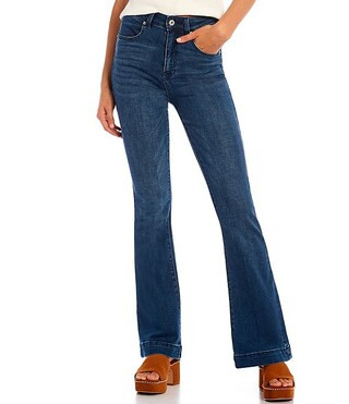 High Rise Stretch Indigo Denim Flare Jeans | Dillards