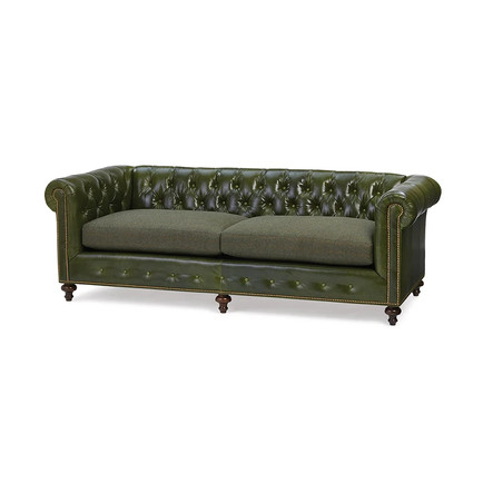 Bench-Made Leather Chesterfield Sofa, 93 Inches