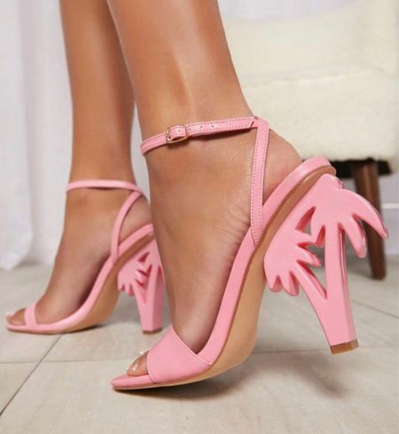 Pink heeled sandals, palm tree sandals, light pink sandals 

#LTKshoecrush #LTKunder100 #LTKunder50